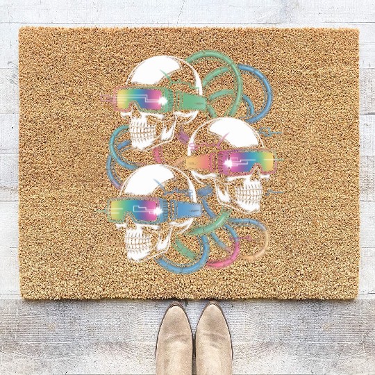 VR Skeleton Head Circuit Vision Streetwear Coir Doormats