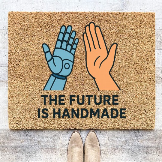 The Future Is Handmade – Human & Robot High Five T Coir Doormats