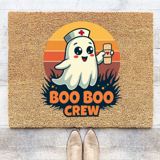 Halloween Boo Boo Crew Cute Ghost Nurse Doctor Coir Doormats