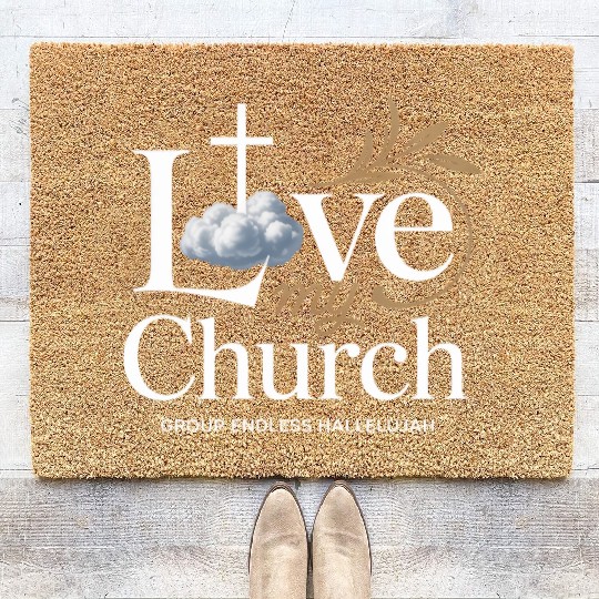 I Love My Church Cross Christian Streetwear Coir Doormats