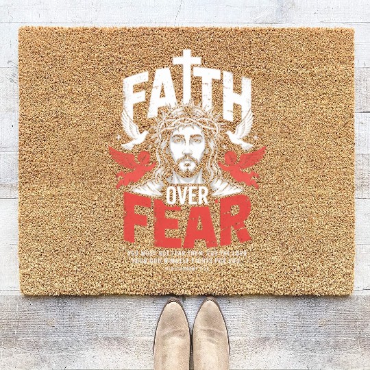 Faith Over Fear Christian Streetwear Coir Doormats