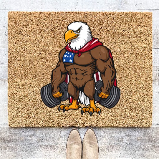 Patriotic Gym Eagle – Stars & Stripes Fitness Desi Coir Doormats