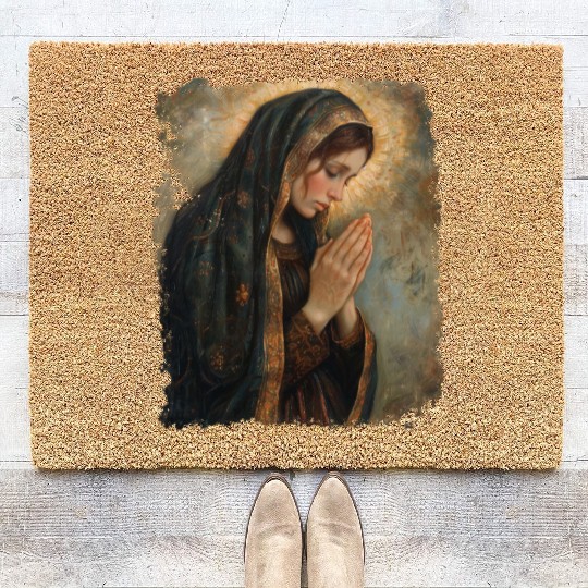 Saint Mary Praying Mother of Jesus Coir Doormats