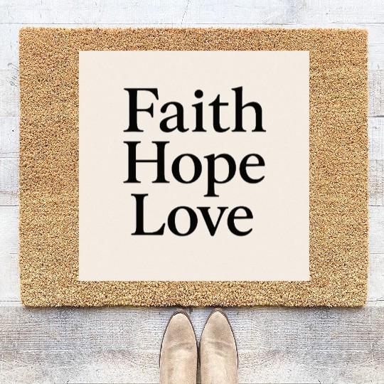 Inspirational Faith Hope Love Typography Coir Doormats