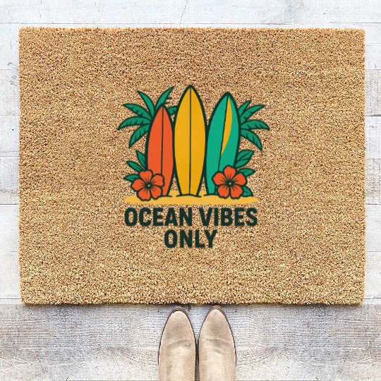 Ocean Vibes Only Surf Coir Doormats