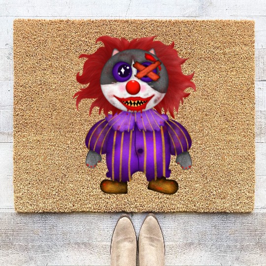 Creepy Clown Halloween Costume Coir Doormats