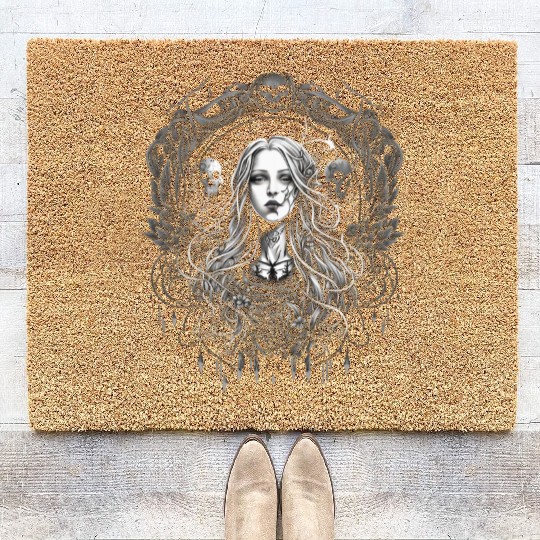 Celestial Gothic Woman Art Coir Doormats