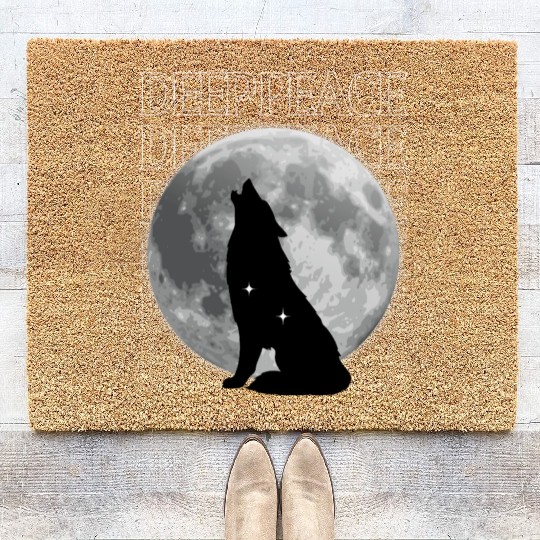Wolf Howling at Full Moon Design Coir Doormats