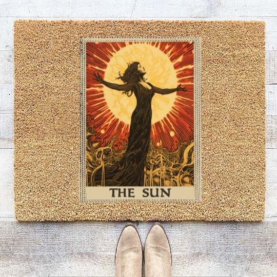 Vintage Tarot Card The Sun Coir Doormats