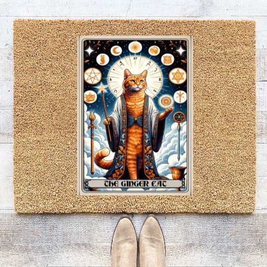 Orange The Ginger Cat Tarot Card Cat Coir Doormats