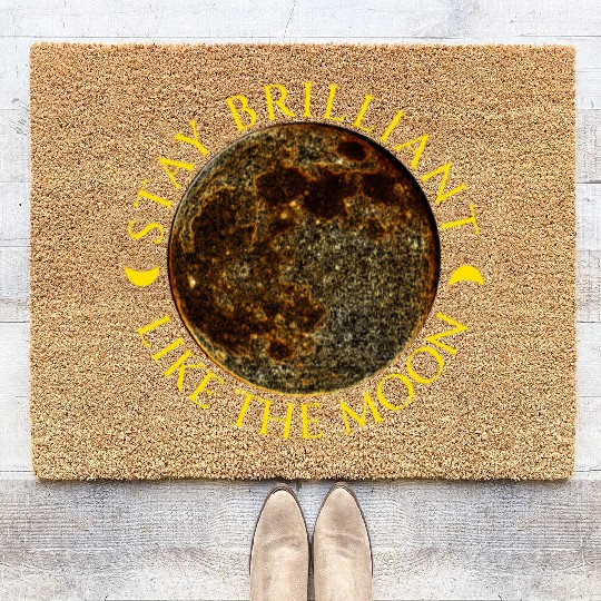 Full Moon & Golden Crescents Quote Coir Doormats