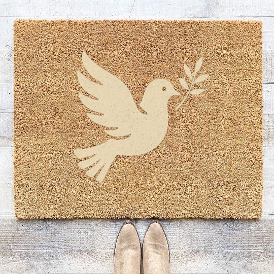 Elegant Dove with Olive Branch Design Coir Doormats