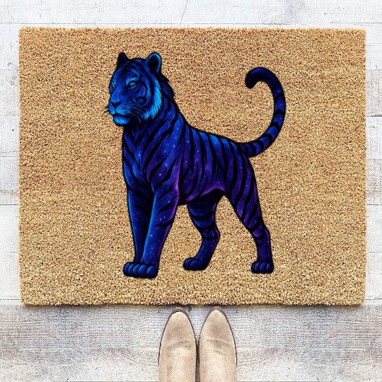 Celestial Galaxy Tiger Illustration Coir Doormats