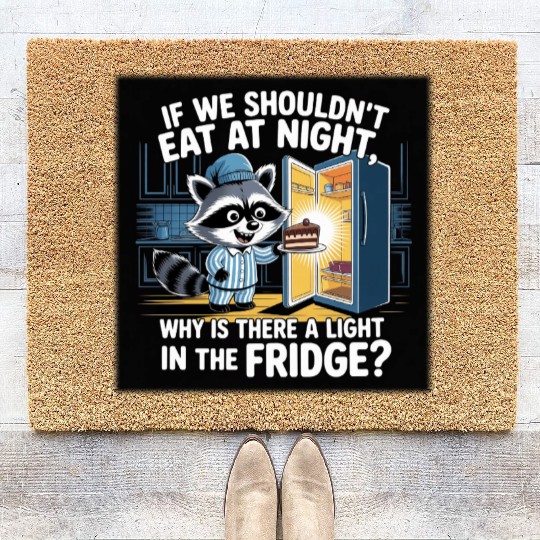 Light in the Fridge Funny Midnight Snack Quote Coir Doormats