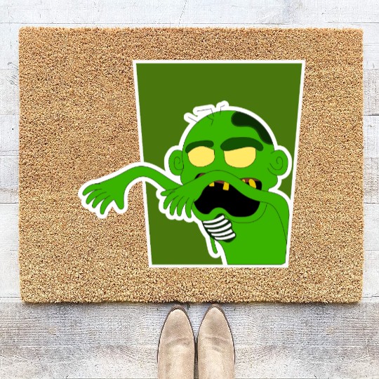 Grotesque Zombie Cartoon Design Coir Doormats