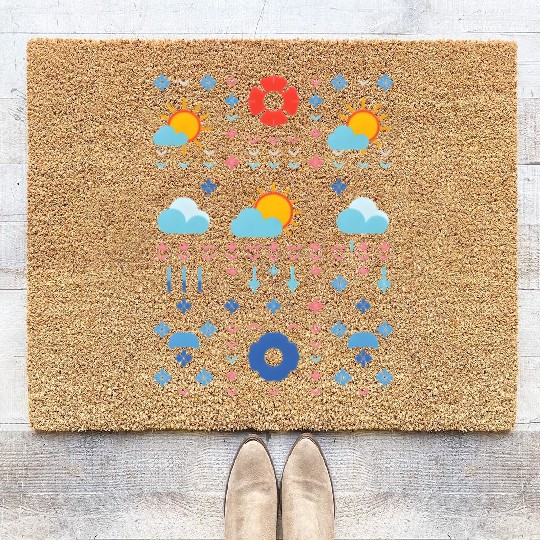 Celestial Weather Pattern Illustration Coir Doormats