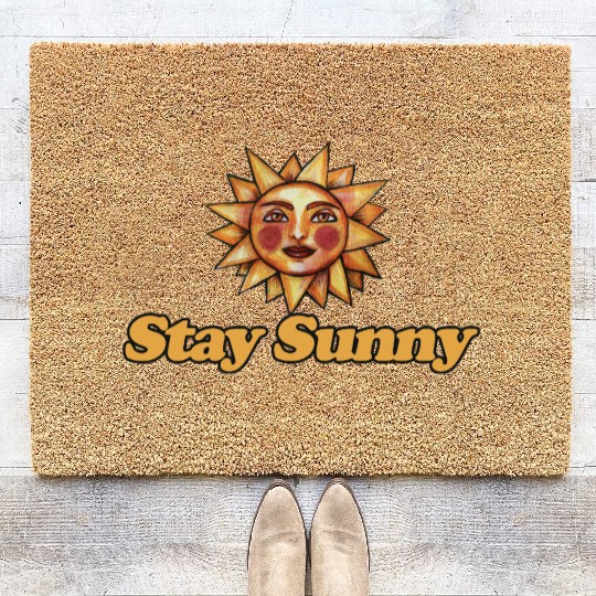 Sun and Smiley Face Motivational Design Coir Doormats