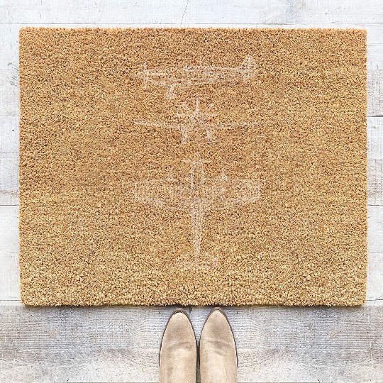 Spitfire airplane blueprint Coir Doormats
