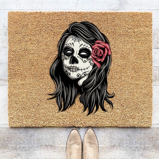 Santa Muerte Holy Woman Coir Doormats