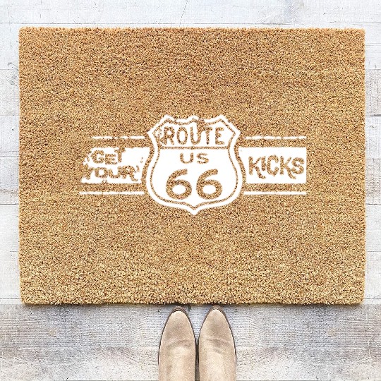 Get Your Kicks Route 66 Mechanics Work Classic Car Coir Doormats