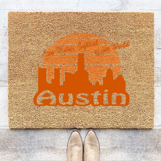 Austin Texas burnt orange Coir Doormats