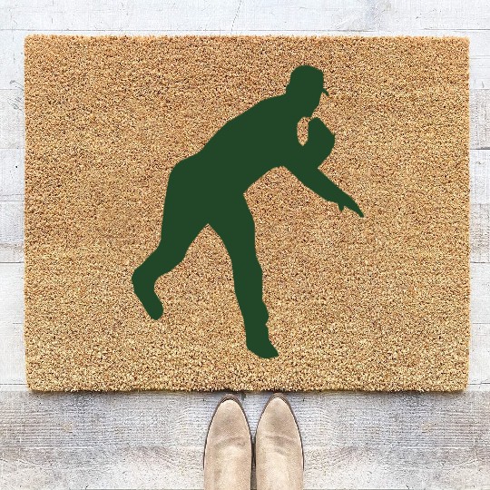 Baseball pitcher throwing a pitch Coir Doormats