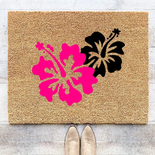 hibiscus flower Coir Doormats