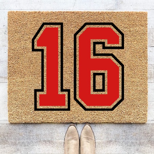 16 sports jersey football number Coir Doormats