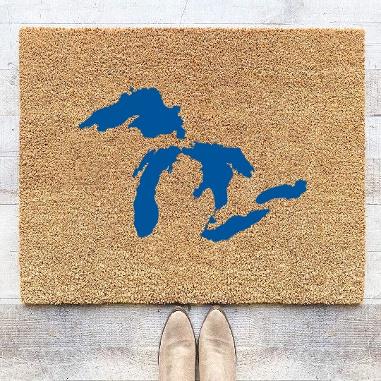 The Great Lakes Design Michigan SIlhouette Vector Coir Doormats