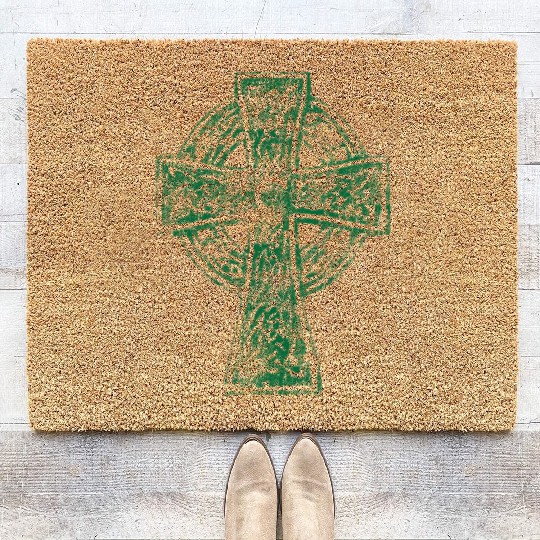 Classic Vintage Style Celtic Cross Crucifix Coir Doormats