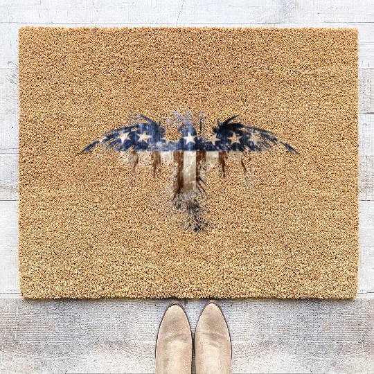 Bald Eagle US Flag Coir Doormats