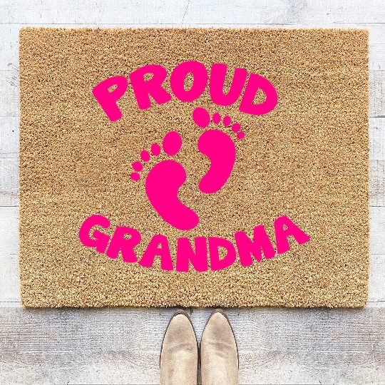 proud grandma with cute little maternity feet Coir Doormats