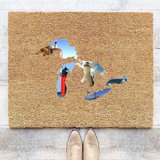 Michigan Great Lakes Lighthouses Coir Doormats