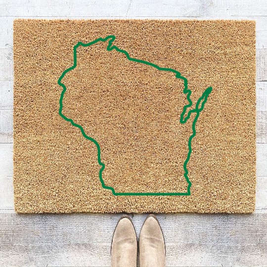 Wisconsin State Outline Design Coir Doormats
