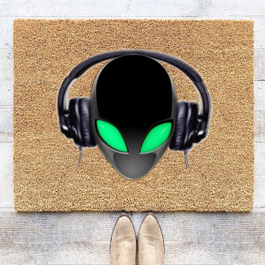 Alien Music Lover DJ (Simplified Fit All Design) Coir Doormats