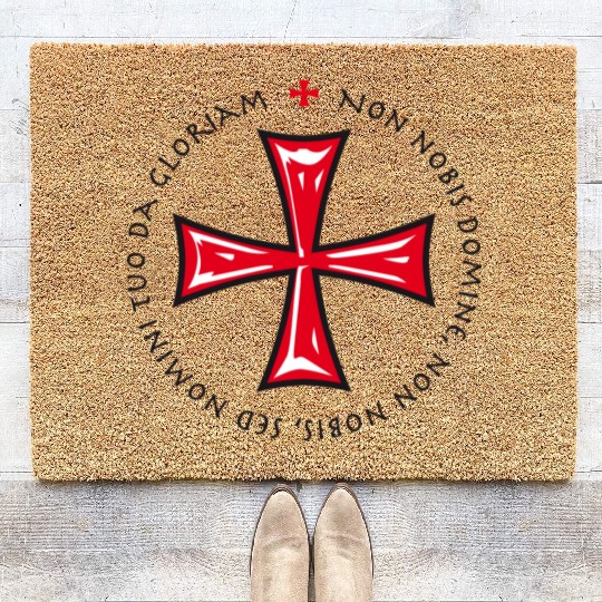 Cross Knights Templar Crusader non nobis domine Coir Doormats