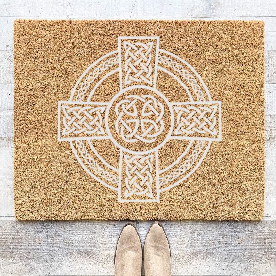 Celtic Cross Ireland Intricate Knotwork Design Coir Doormats