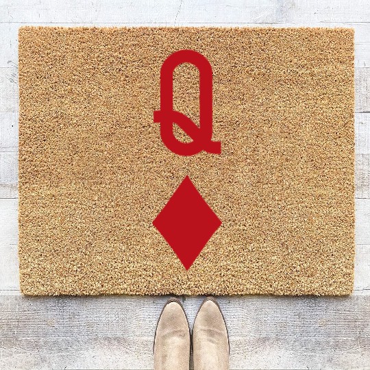 Queen of Diamonds Red Playing Card Coir Doormats