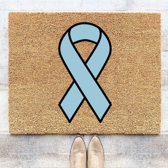 Light Blue Prostate Cancer Ribbon Coir Doormats