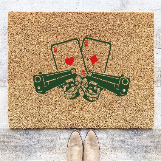 pistol poker card ace gun weapon revolve Coir Doormats