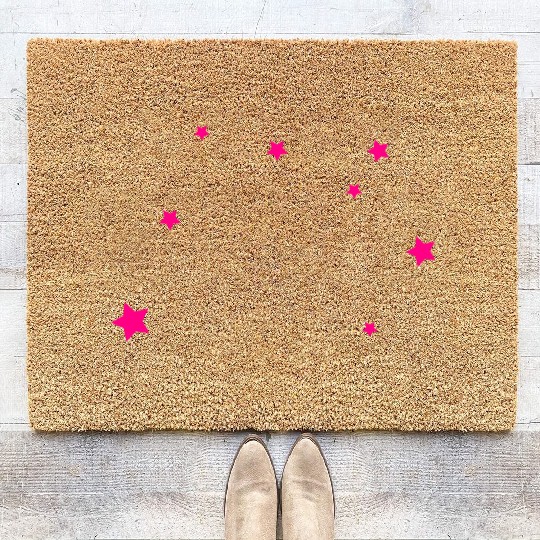 Stars, Pink, Bling Bling Coir Doormats