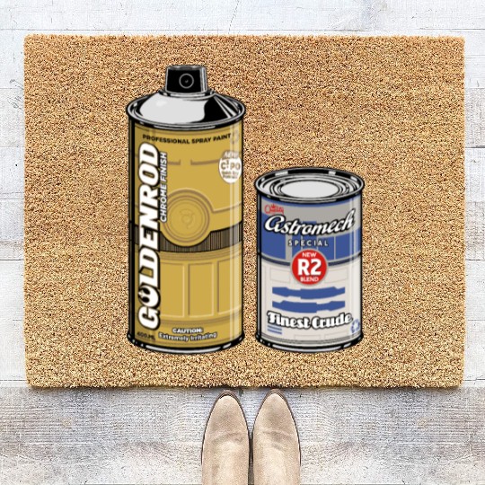 Funny Star Wars r2d2 and c3p0 parody Coir Doormats