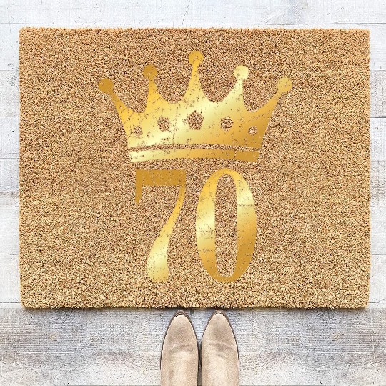 70th Birthday & Anniversary Crown (Golden-Yellow) Coir Doormats