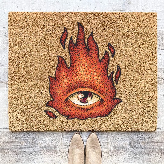 Eye in fire creative design Coir Doormats