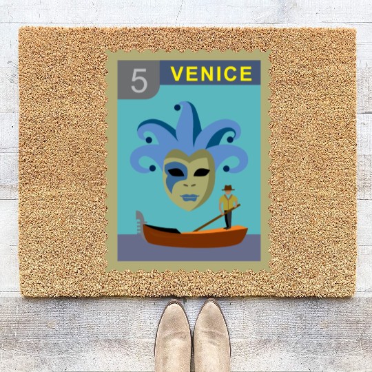 italy venice post stamp Coir Doormats