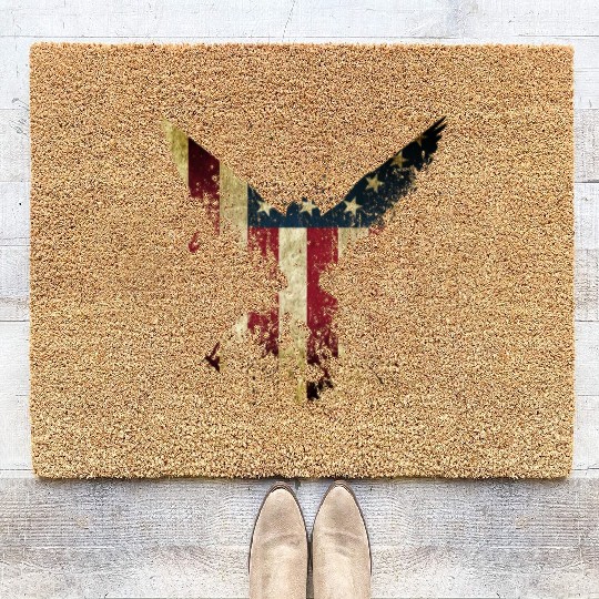 Merica Eagle American eagle with US flag Coir Doormats