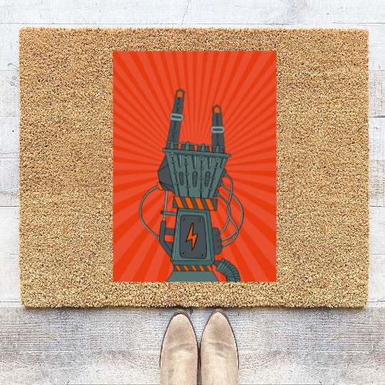 hard rock horns robot Coir Doormats