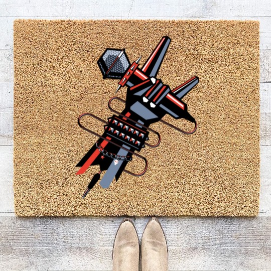 hard rock horns robot Coir Doormats