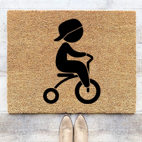 Boy Riding His Tricycle Coir Doormats