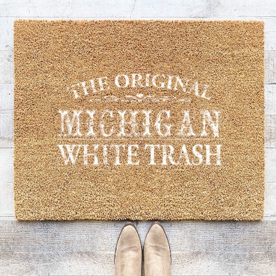 Funny Redneck Michigan White Trash Coir Doormats